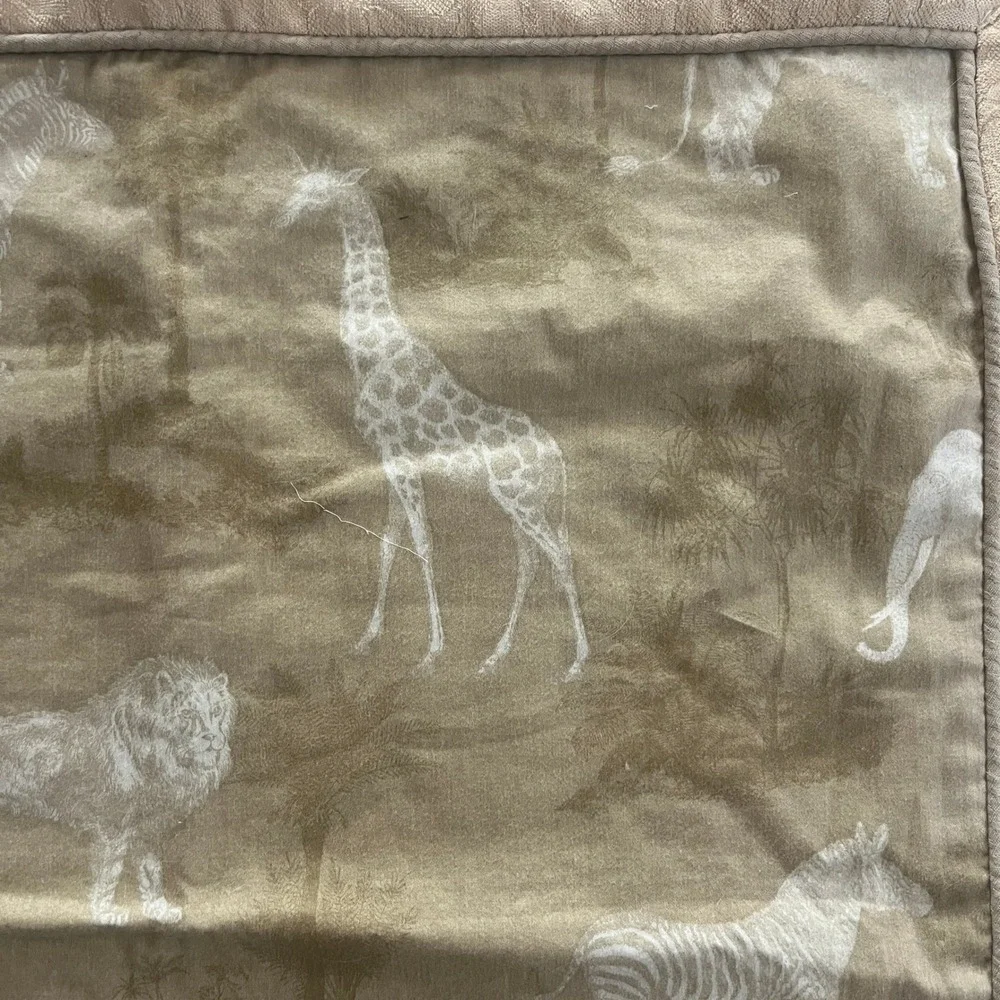 Safari Animal Print Baby Quilt Tan Waffle Knit Border Toile Size 34